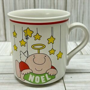 Vintage Ziggy Christmas Noel Coffee Mug Stoneware Tom Wilson White 10 oz